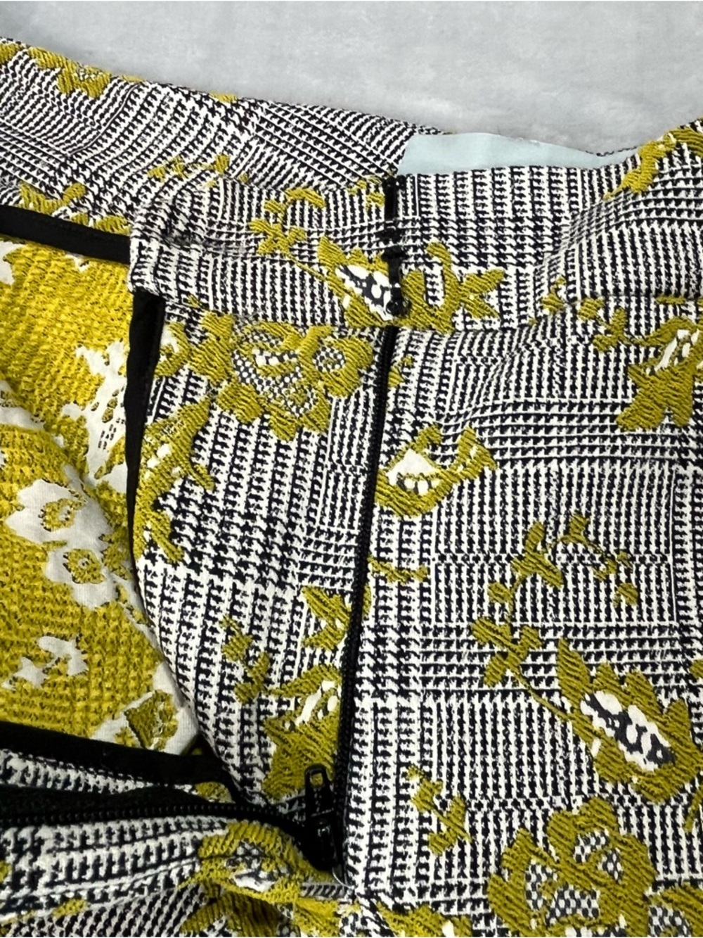 Silvia Tcherassi Yellow & Gray Plaid Floral Trousers - Picture 7 of 13